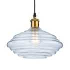 Luminosa Logan Dome Pendant Light Antique Brass with Clear Glass