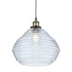 Luminosa Orla Dome Pendant Light Antique Brass with Clear Glass