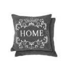 Emma Barclay Pair Amor Home Cushion Cover Charcoal