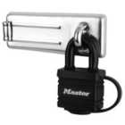 Master Lock Straight Bar Hasp & 40mm Weather Resistant Keyed Padlock