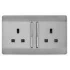 Trendi 2 Gang 13A Switched Socket Stainless Steel