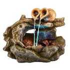 Serenity Tabletop Tree Trunk Bridge with Pots Water Feature