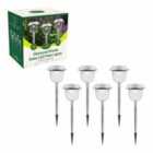 Gardenkraft 6-pack Of Solar Stake Lights With Mesh Lampshades - Stainless Steel