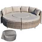 Outsunny 2 in 1 Rattan Dining Set Daybed - Natural