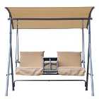 Outsunny 2 Seater Swing Seat with Drinks Compartment - Beige
