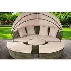 160cm Rattan Sun Island Day Bed Outdoor Garden Furniture - Grey