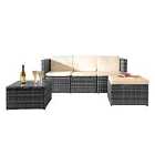 3Pc Rattan Garden Patio Furniture Set - Sofa Footstool & Coffee Table - Grey