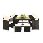 12 Seater Rattan Outdoor Garden Furniture Set - 8 Chairs 4 Stools & Dining Table - Dark Grey