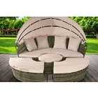 180Cm Rattan Sun Island Day Bed Outdoor Garden Furniture - Grey