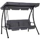 Outsunny 2 in 1 Swing Chair Day Bed with Adjustable Canopy - Grey