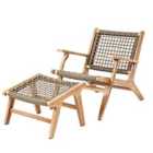 Pacific Lifestyle Sesto Set (Single Chair and Hocker) - Light Teak