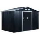 Outsunny 9 x 6ft Outdoor Storage Shed w/ Sliding Door - Galvanised Dark Grey