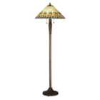 Luminosa Jamelia 2 Light Floor Lamp Tiffany Glass, Dark Bronze Paint with Highlights, E27