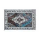 Interiors By Ph Small Jacquard Woven Rug Blue