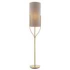 Luminosa Fraser Base & Shade Floor Lamp Satin Brass Plate, Natural Linen Mix Fabric