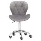 Interiors By Ph Grey Velvet Home Office Chair With Swivel Base