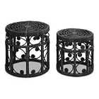 Interiors By Ph Set Of Two Black Rattan Stools
