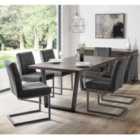 Julian Bowen Brooklyn Dark Oak Table And 6 Charcoal Chairs Set