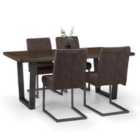 Julian Bowen Brooklyn Dark Oak Table And 4 Charcoal Chairs Set