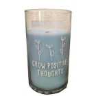 Nutmeg Home Blue Joyful Slogan Glass Pillar Candle