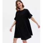 Maternity Black Jersey Mini Smock Dress