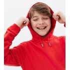 Boys Red Jersey Pocket Front Hoodie