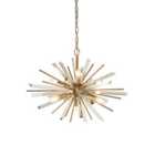 Luminosa Salerno 6 Light Ceiling Pendant Antique Brass Plate With Champagne Glass