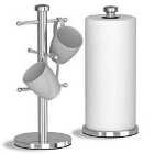Morphy Richards Accents Mug Tree and Kitchen Roll Holder - Stainless Steel