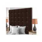High Cubed Chenille 4Ft Small Double Headboard Brown
