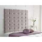 High Cubed Crushed Velvet 4Ft6 Double Headboard Champagne