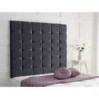 High Cubed Crushed Velvet 4Ft Small Double Headboard Black