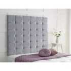 High Cubed Crushed Velvet 4Ft6 Double Headboard Grey