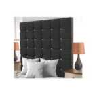High Cubed Chenille 4Ft6 Double Headboard Charcoal