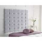 High Cubed Crushed Velvet 4Ft Small Double Headboard Silver