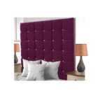 High Cubed Chenille 4Ft Small Double Headboard Aubergine