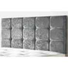 15 Cube Crushed Velvet 4Ft Small Double Headboard Silver