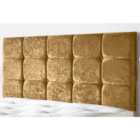 15 Cube Crushed Velvet 4Ft Small Double Headboard Gold