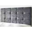 15 Cube Crushed Velvet 4Ft Small Double Headboard Grey