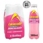 Lucozade Energy Zero Sugar Drink Pink Lemonade 4 x 380ml