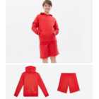 Boys 2 Pack Red Jersey Hooded and Shorts Set