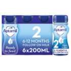 Aptamil 2 Follow On Formula Baby Milk Liquid 6-12 Months Multipack 6 x 200ml