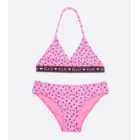 Girls Pink Heart Triangle Bikini Set