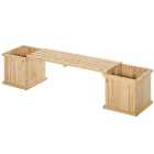 Outsunny Wooden Garden Planter & Bench Combination Raised Bed Natural