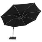 Royalcraft Grey Deluxe LED Cantilever Parasol with Base 3.5m