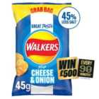 Walkers Less Salt Mild Cheese & Onion Crisps 45g