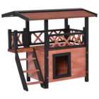 PawHut Wooden Cat House Brown