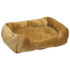 House Of Paws Mustard Velvet Square Dog Bed Large