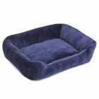 House Of Paws Navy Velvet Square Dog Bed Small