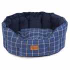 House Of Paws Navy Check Tweed Oval Snuggle Dog Extra Large