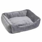 House Of Paws Grey Velvet Square Dog Bed Extra Lrg
